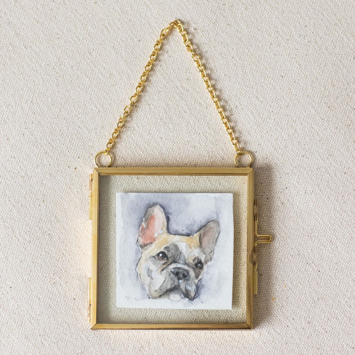 Custom Pet Portrait Ornament, 2.7x2.7in. Watercolor Commission Ornaments
