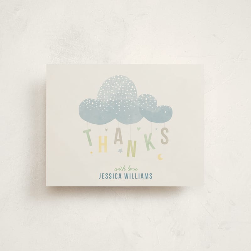 Cloud Charm Flat Baby Shower Thank You Cards