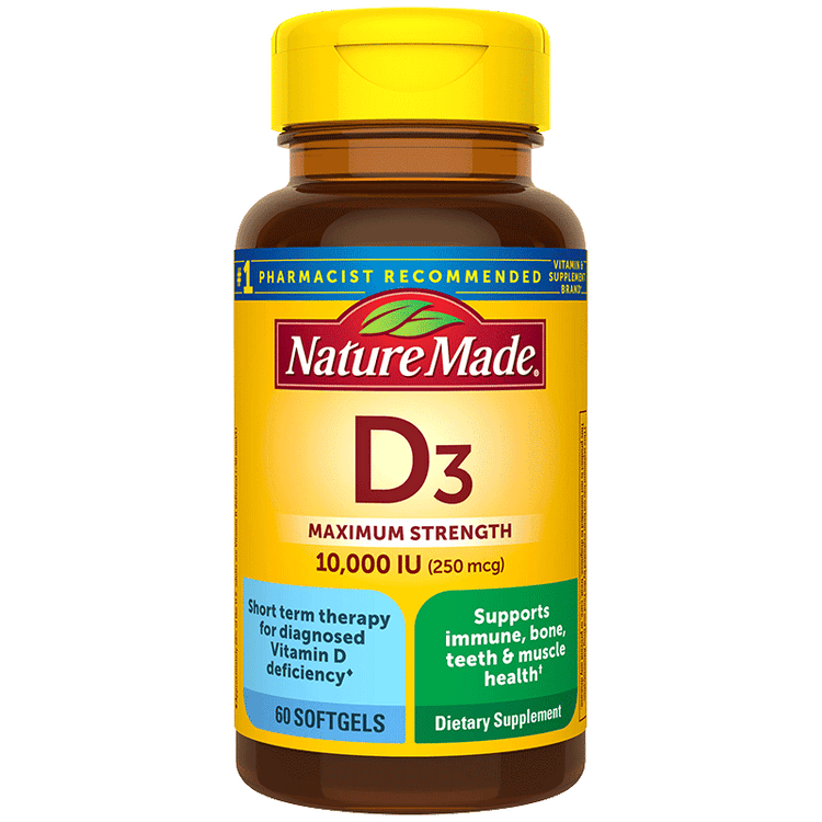 Nature Made Vitamin D3 Maximum Strength 10,000 IU (250 Mcg) Softgels