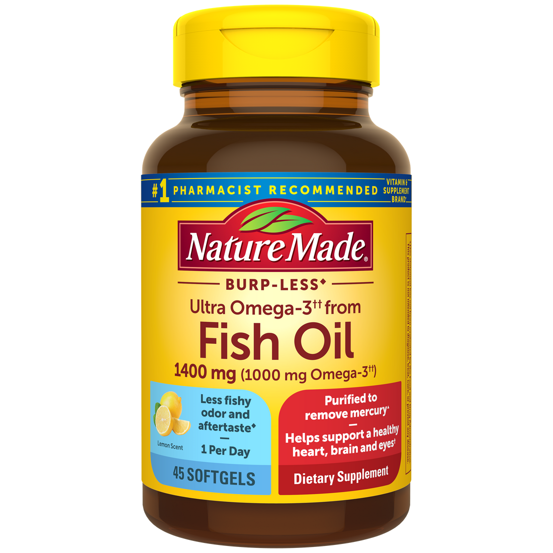 Nature Made Ultra Omega†† from Fish Oil 1400 mg Softgels, Burp-Less♦