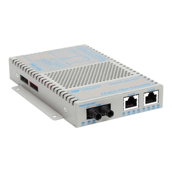Omnitron OmniConverter FPoE/S - Fiber media converter - 100Mb LAN - 10Base-T, 100Base-FX, 100Base-TX - RJ-45 / ST single-mode - up to 18.6 miles - 131