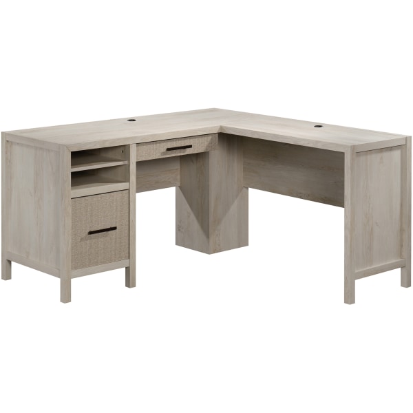Sauder� Pacific View 58"W L-Desk, Chalked Chestnut/Seagrass