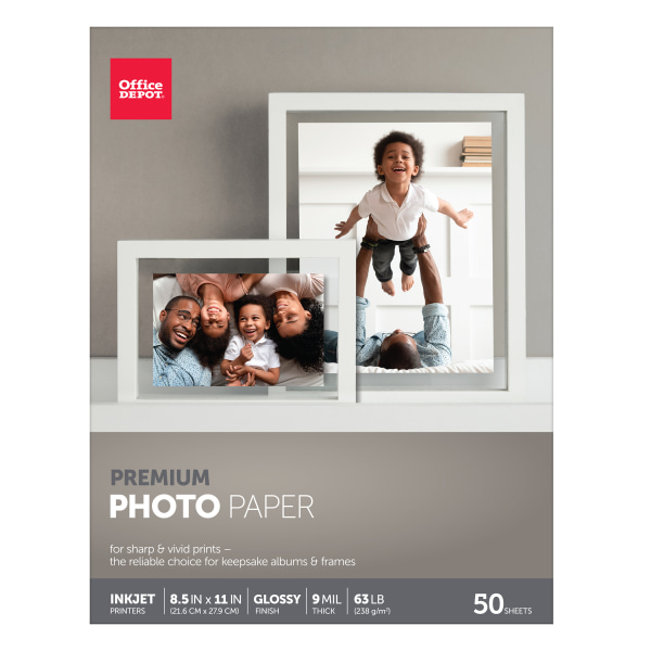 Office Depot� Brand Premium Photo Paper, Gloss, Letter Size (8 1/2" x 11"), 9 Mil, Pack Of 50 Sheets
