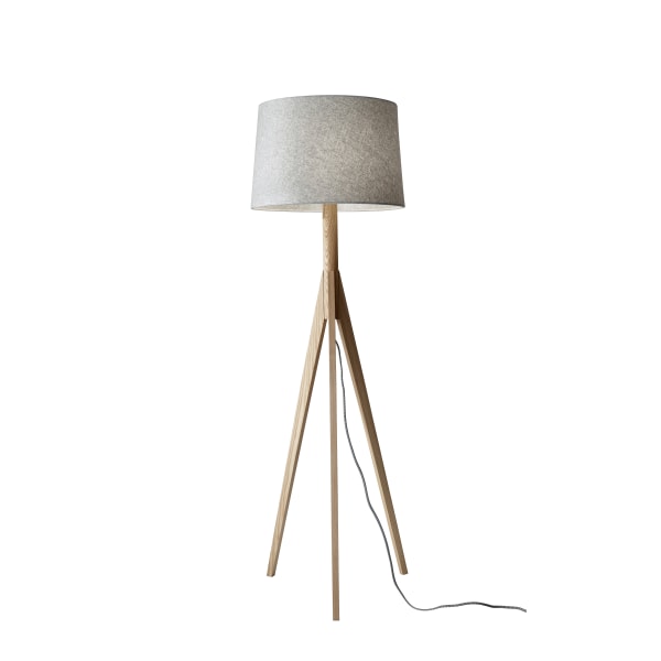 Adesso� Eden Floor Lamp, 59 1/4"H, Gray Shade/Natural Ash Base