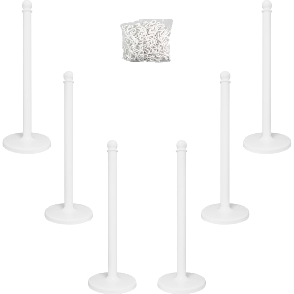 Tatco Plastic Stanchions, 14" x 14" x 39", White, Box Of 6