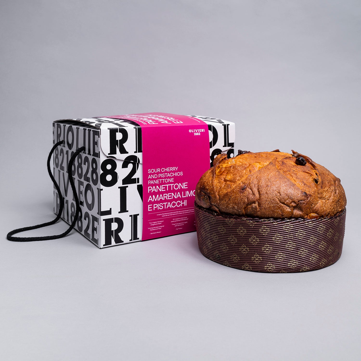 Black Cherry Lemon and Pistachio Panettone