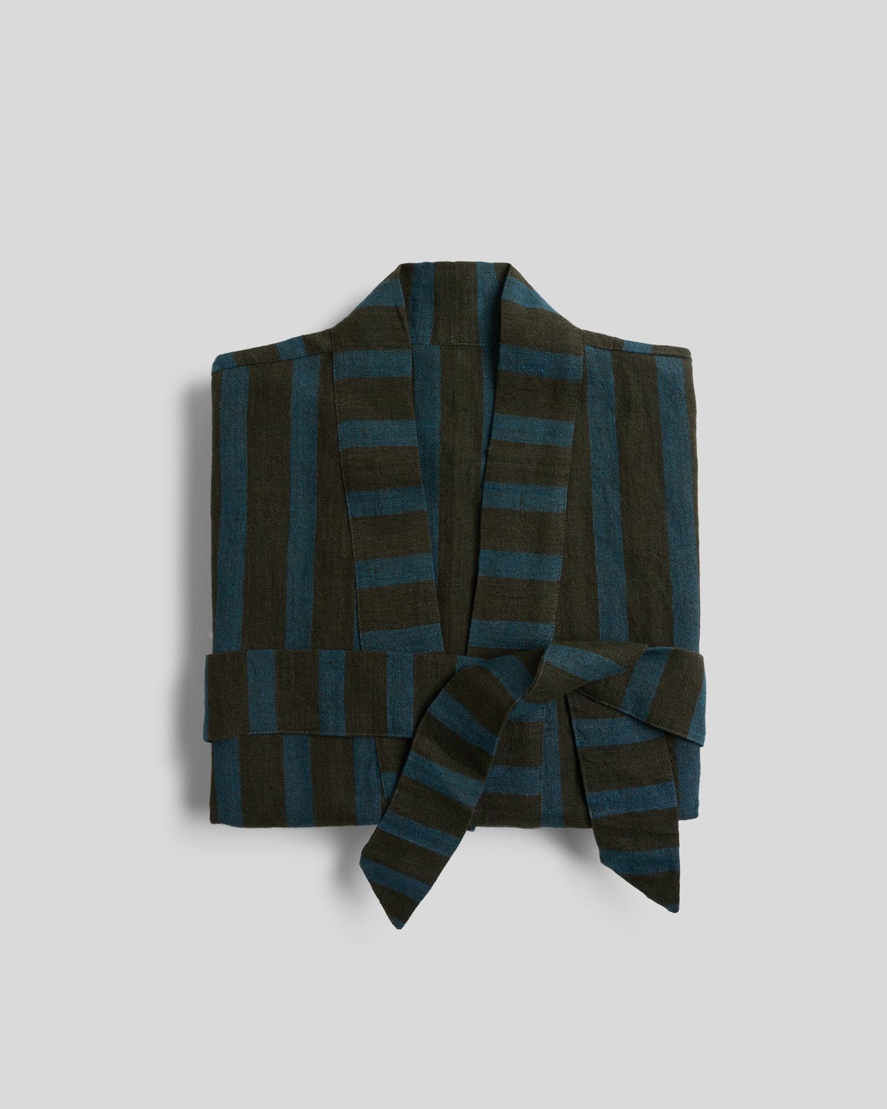 Linen Stripe Robe in Evergreen/Peacock size Large | Parachute Home