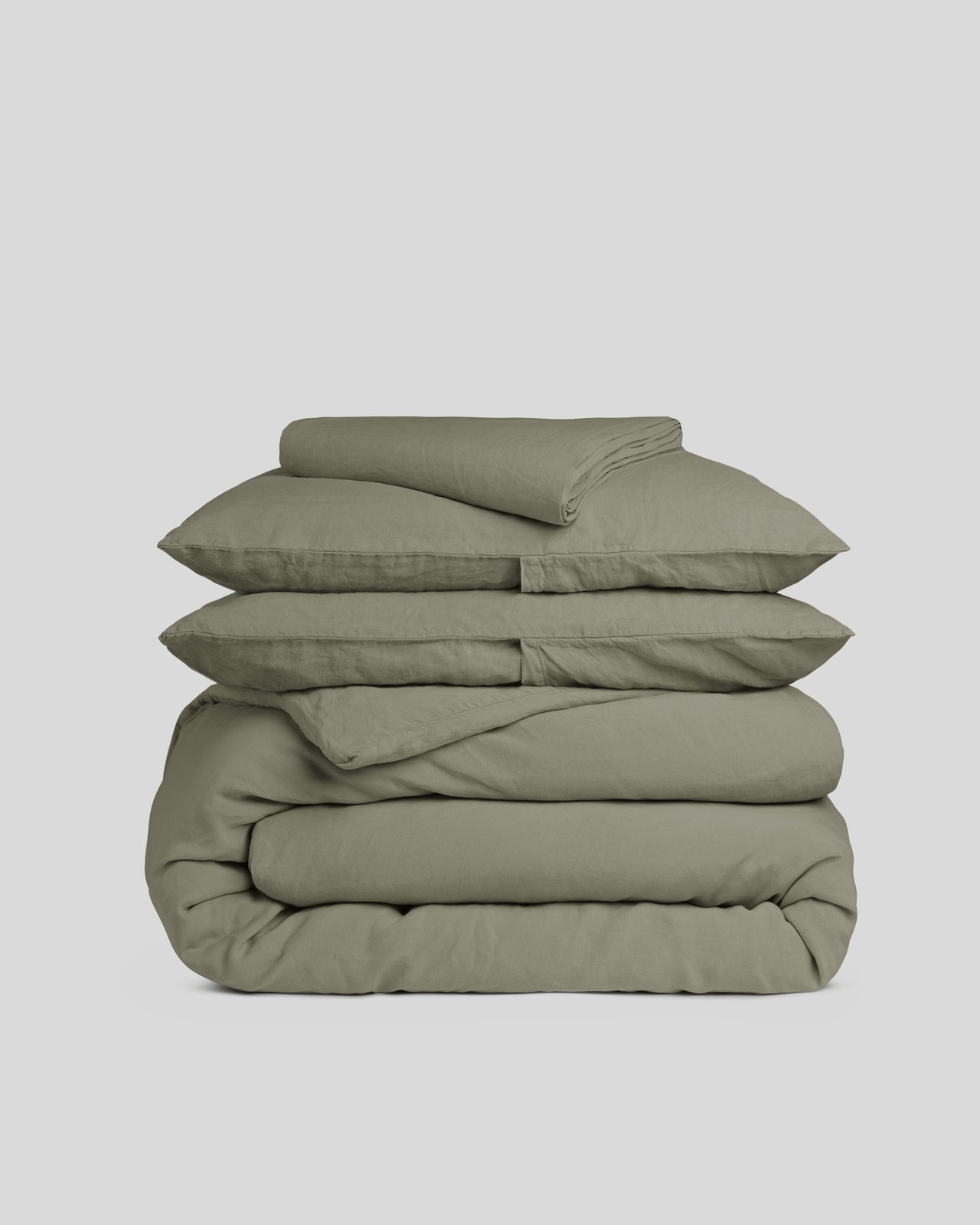 Linen Venice Set in Moss size Cal King Back Envelope | Parachute Home