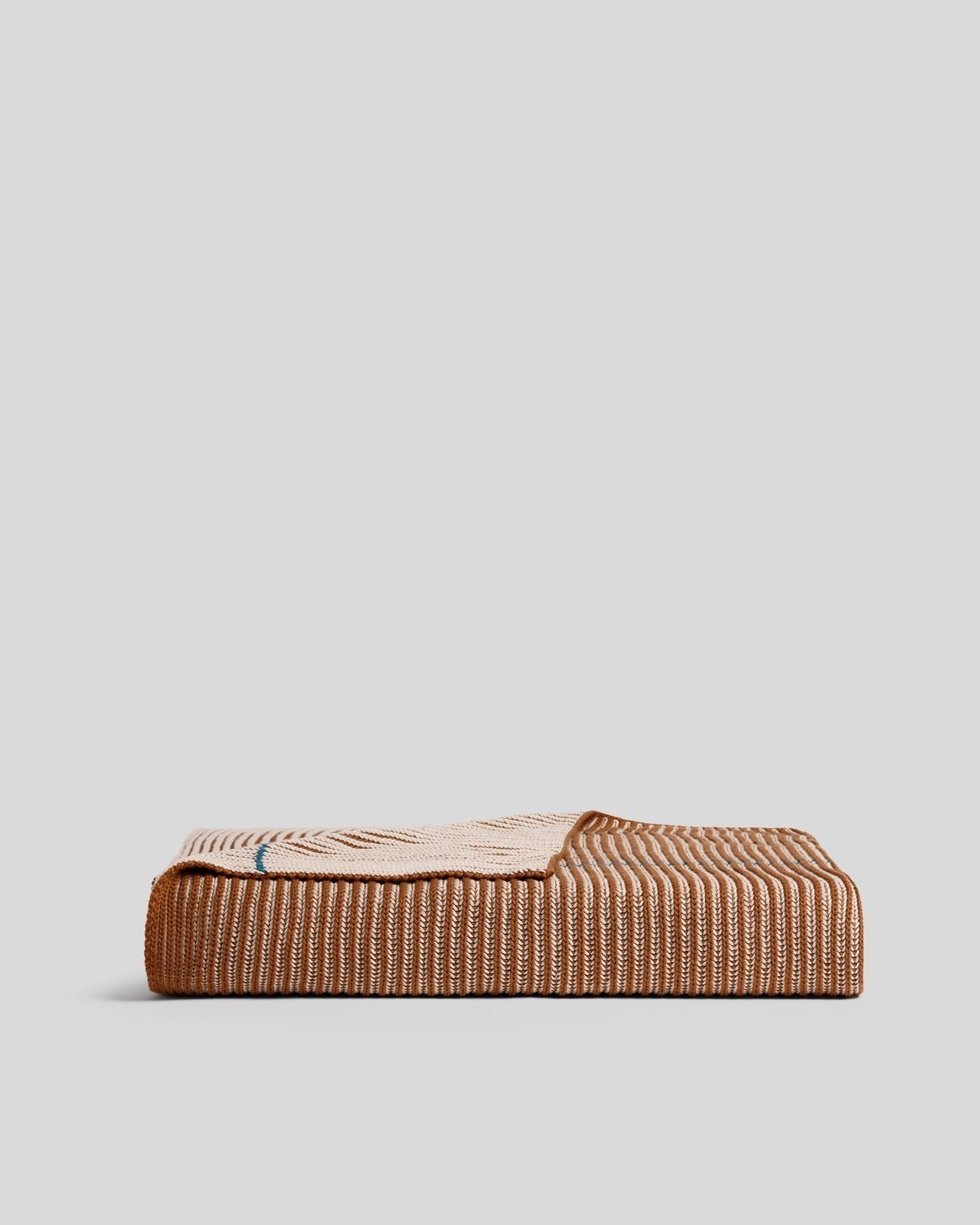 Organic Two Tone Rib Knit Throw in Bone/Tobacco size 50"x70" | Parachute Home