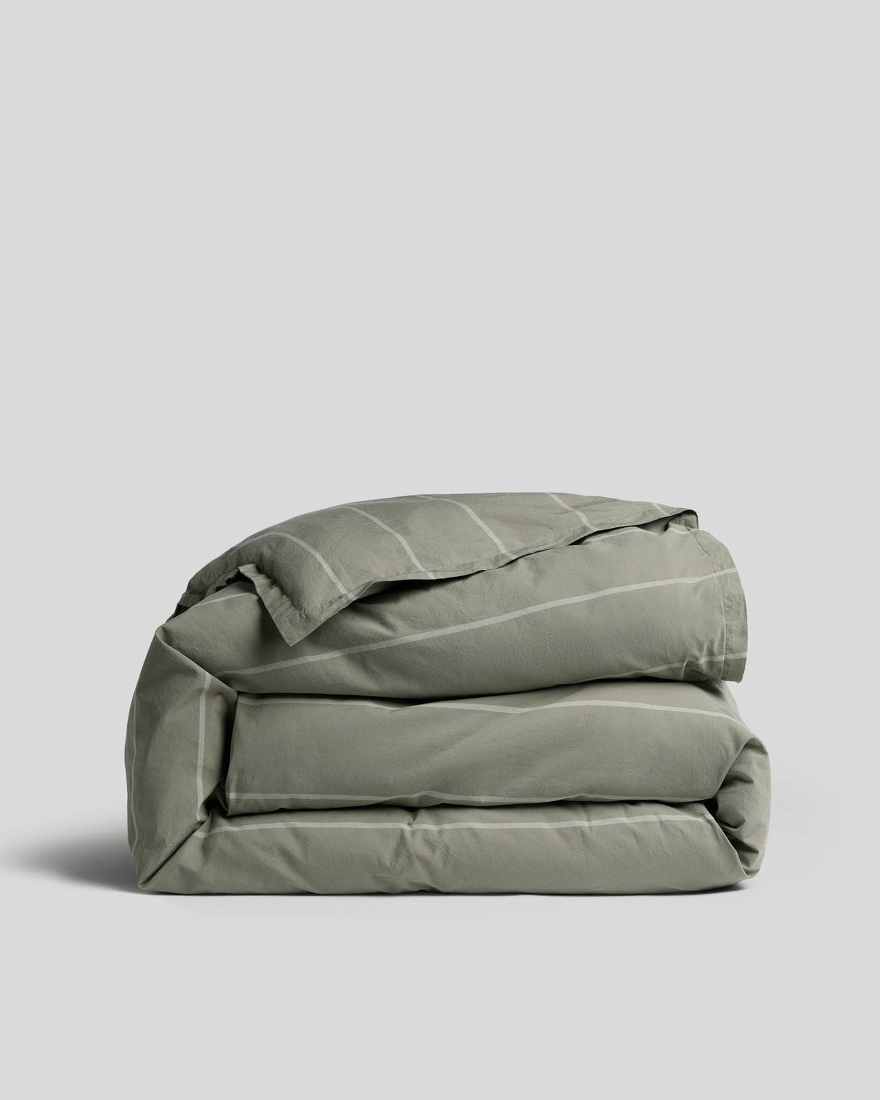 Percale Duvet Cover in Moss Stripe size King/Cal King | Made in Portugal | Parachute Home