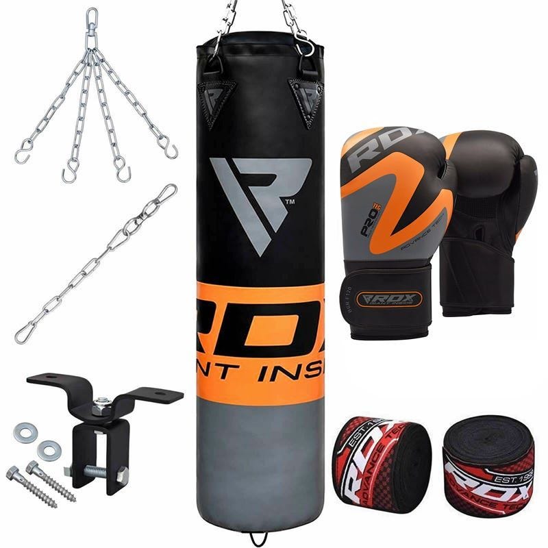RDX Fo 4Ft / 5Ft 8-In-1 Heavy Boxing Punch Bag & Gloves Set Filled / 4 ft / 12oz