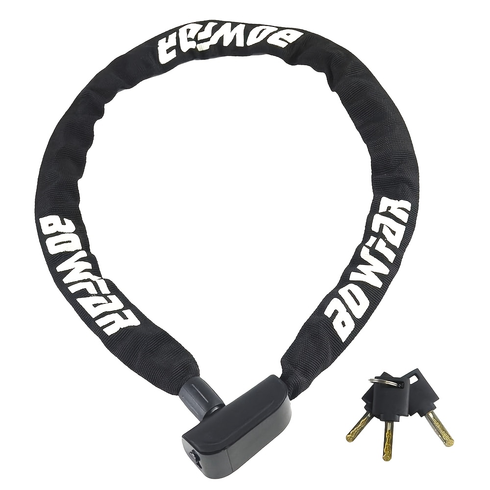 TEMU Sturdy Bicycle Chain Lock With Keys - 2.72 Feet Security Lock For Bicycles, Motorbikes, Doors, Gates, Fences, And Grills