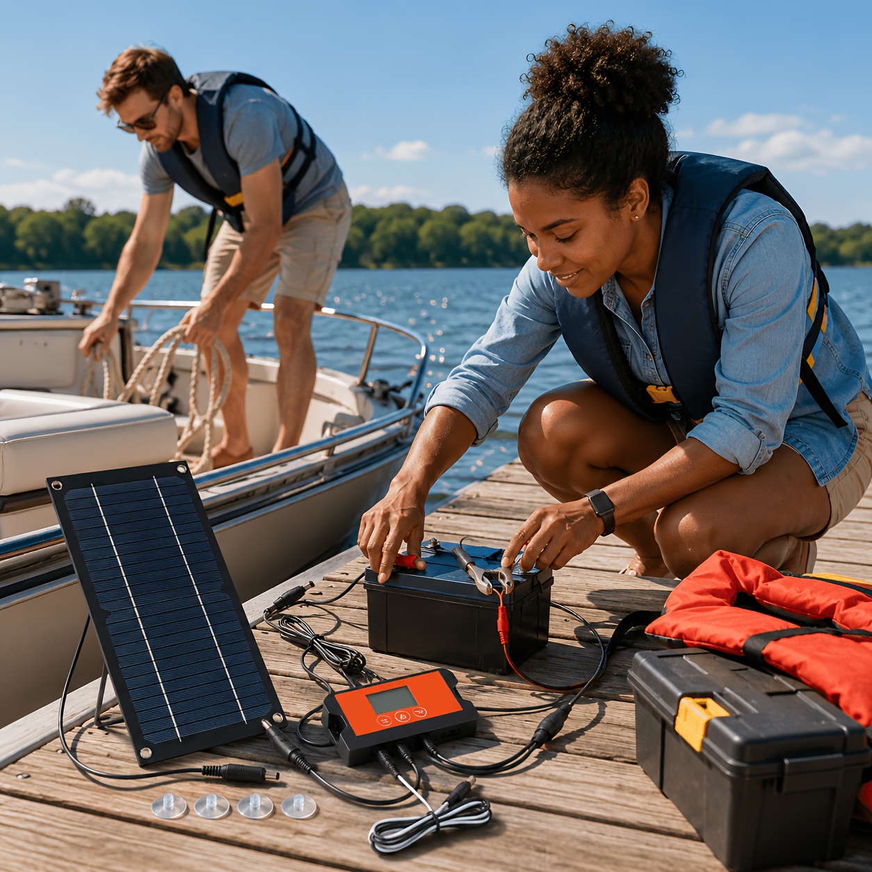TEMU High Panel Kit Monocrystalline Silicon With 100a Charge Controller Extension Cable And Battery Clip For Rv Outdoor Camping
