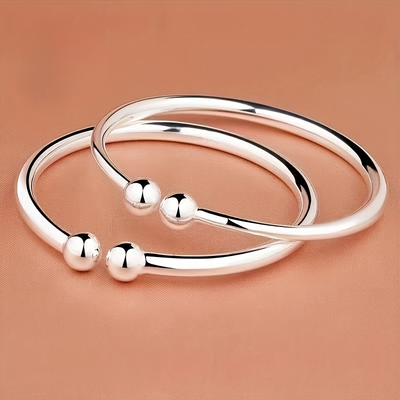 TEMU Two-piece - Round Ladies' Open Bracelet, Fashionable And Simple, Ladies' Jewelry, Suitable For Daily Wear And Gifting, Is For On Valentine's Day, Carnival, Ladies'