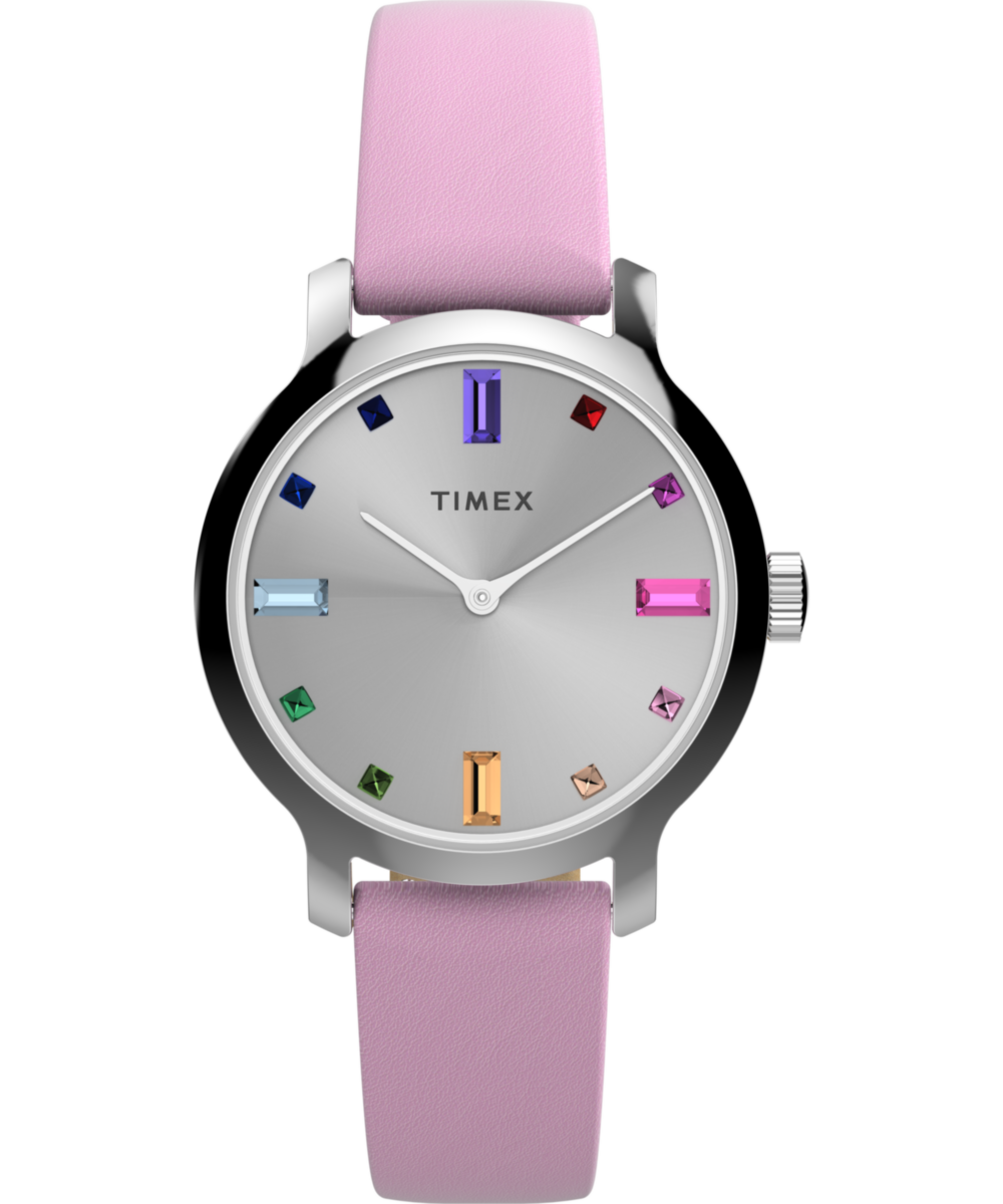 Women's Watch Transcend 31mm Leather Strap | Purple/Silver-Tone, Low Lead Brass