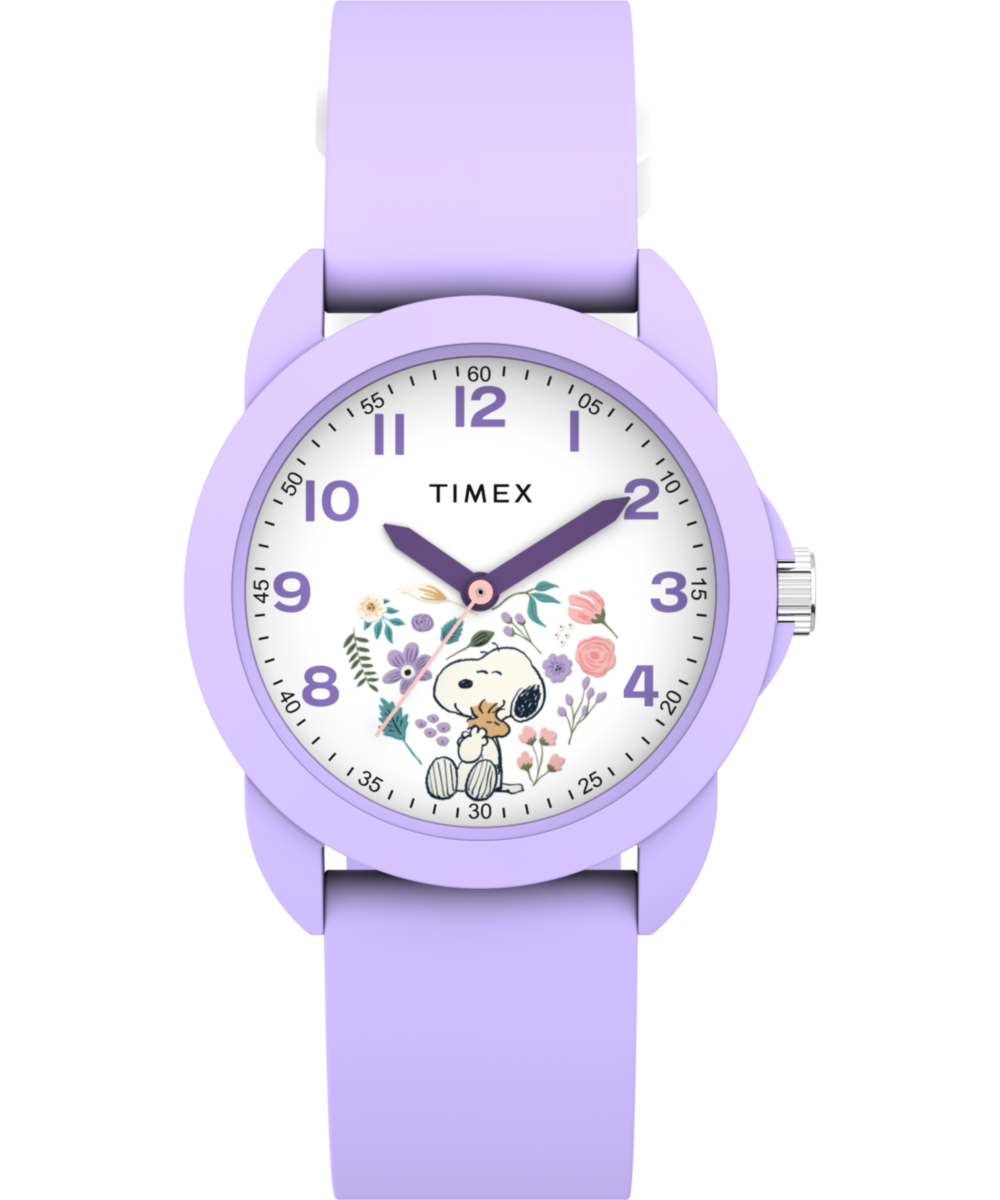 Peanuts® x Timex Youth Spring 30mm Silicone Strap Watch | Purple/White, ABS