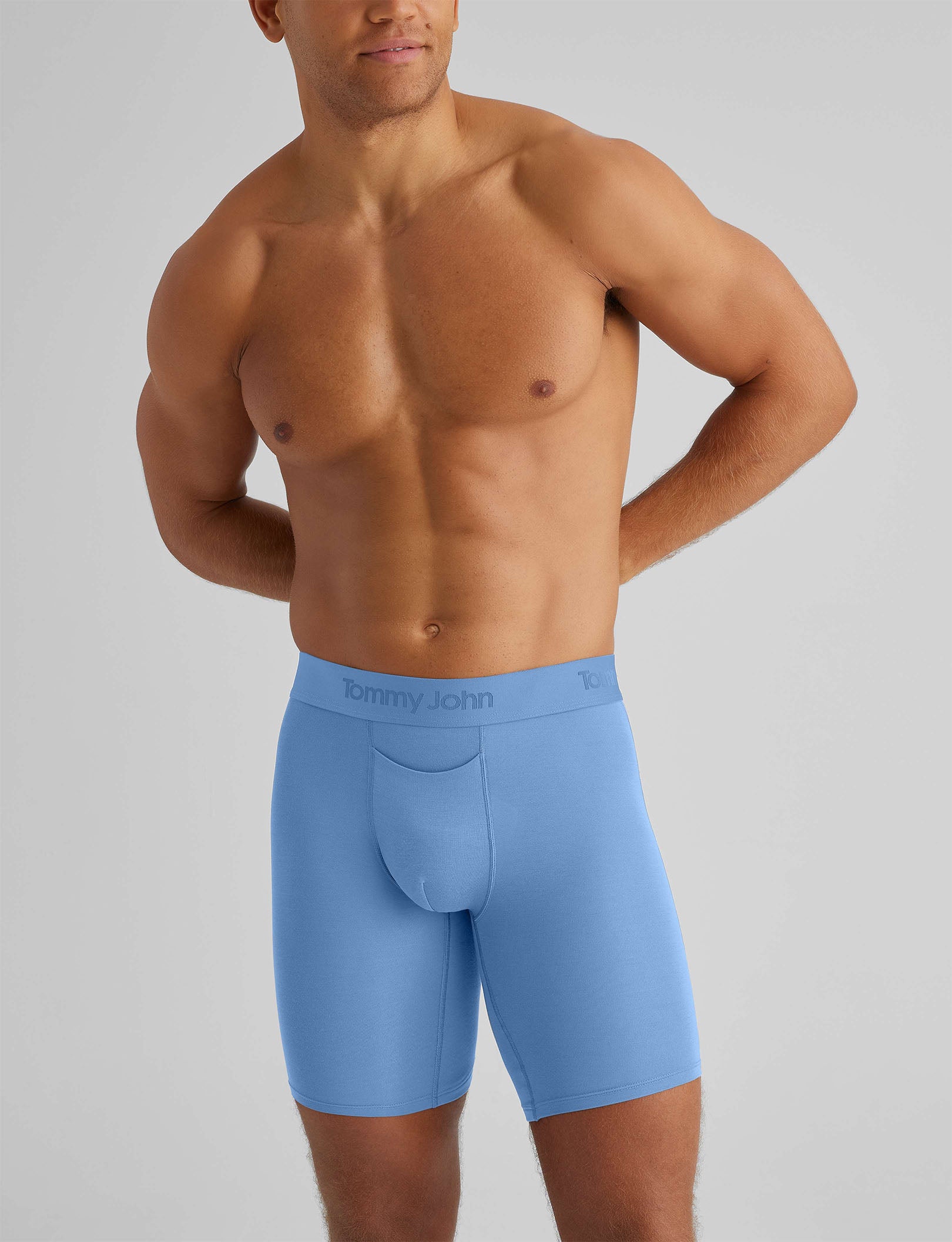 Tommy John Men's Second Skin Boxer Brief 8" in Della Robbia Blue Size XL