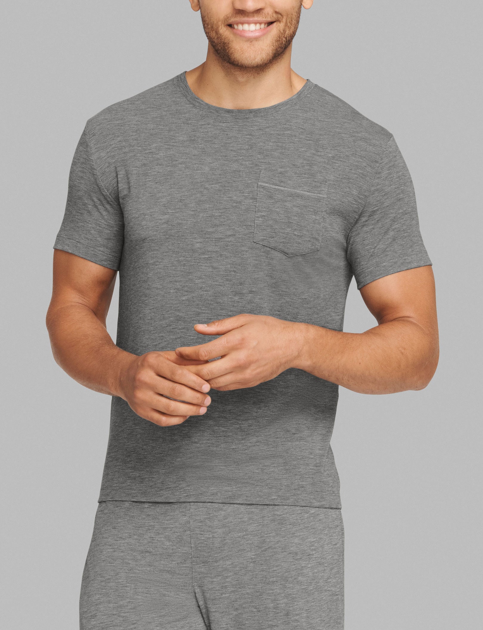 Tommy John Men's Second Skin Sleep Pocket T-Shirt in Medium Heather Grey Size Large