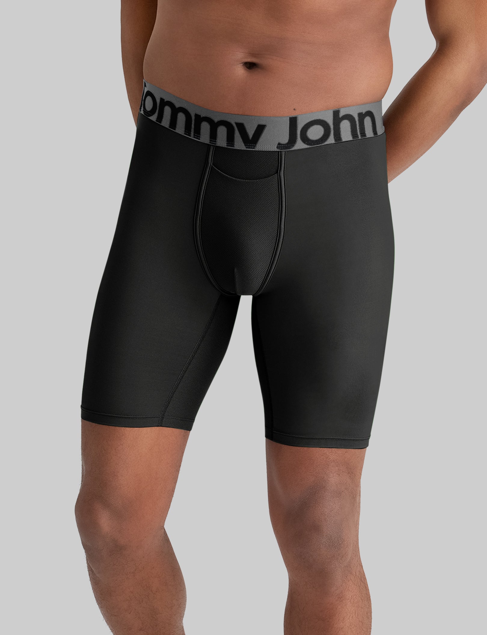 Tommy John Men's 360 Sport Boxer Brief 8" in Black Size XXL