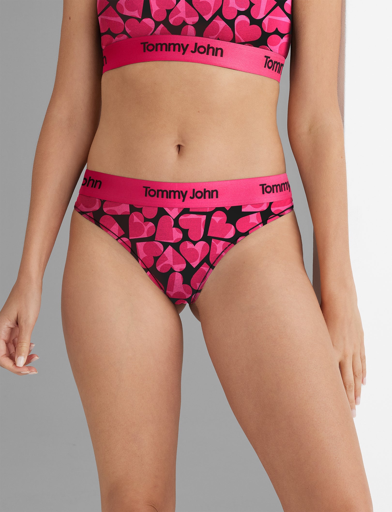 Tommy John Women's Second Skin Thong in Cropped Hearts Size M (8-10)