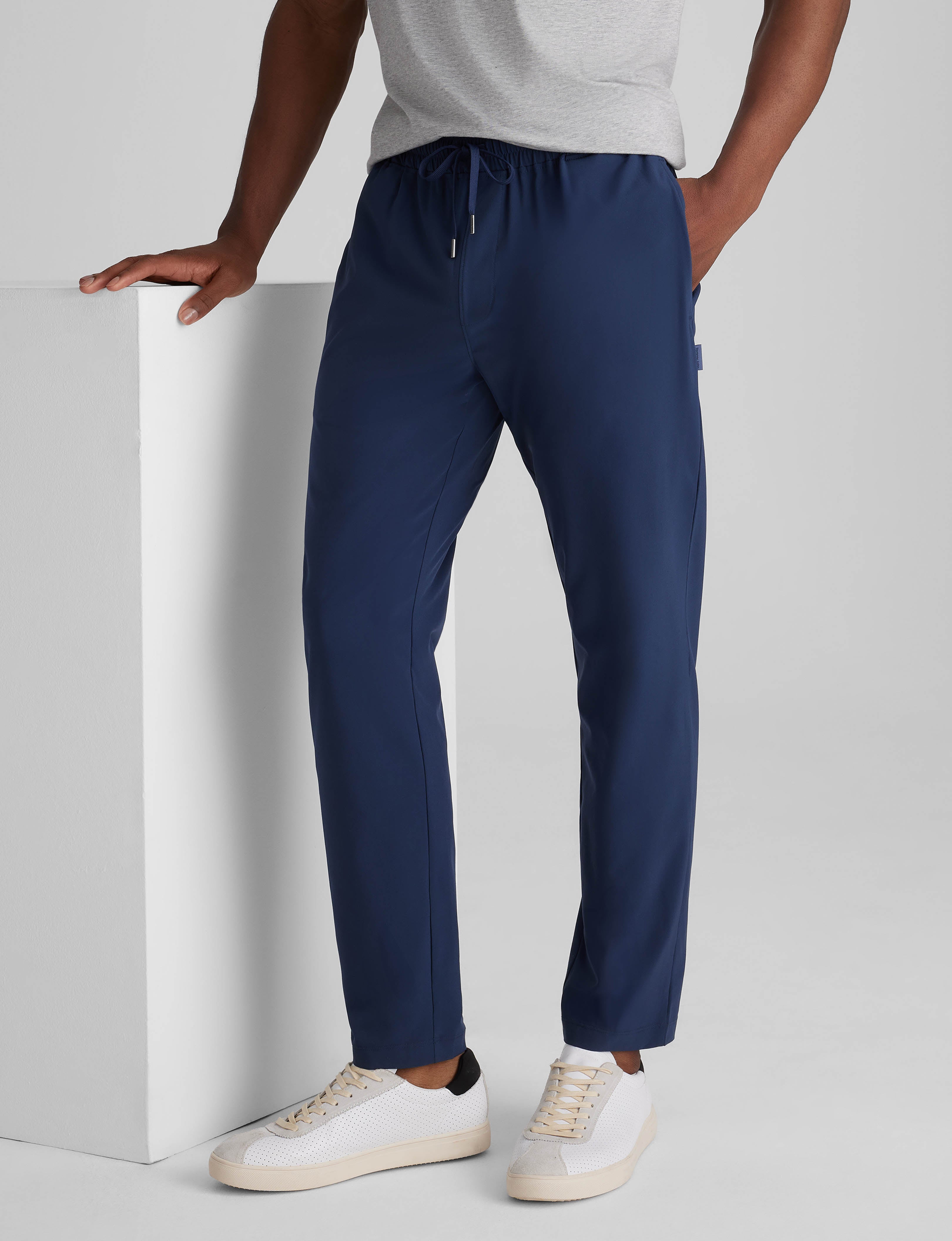 Tommy John Men's Luxe Traveler Woven Pant in Blue Size Large