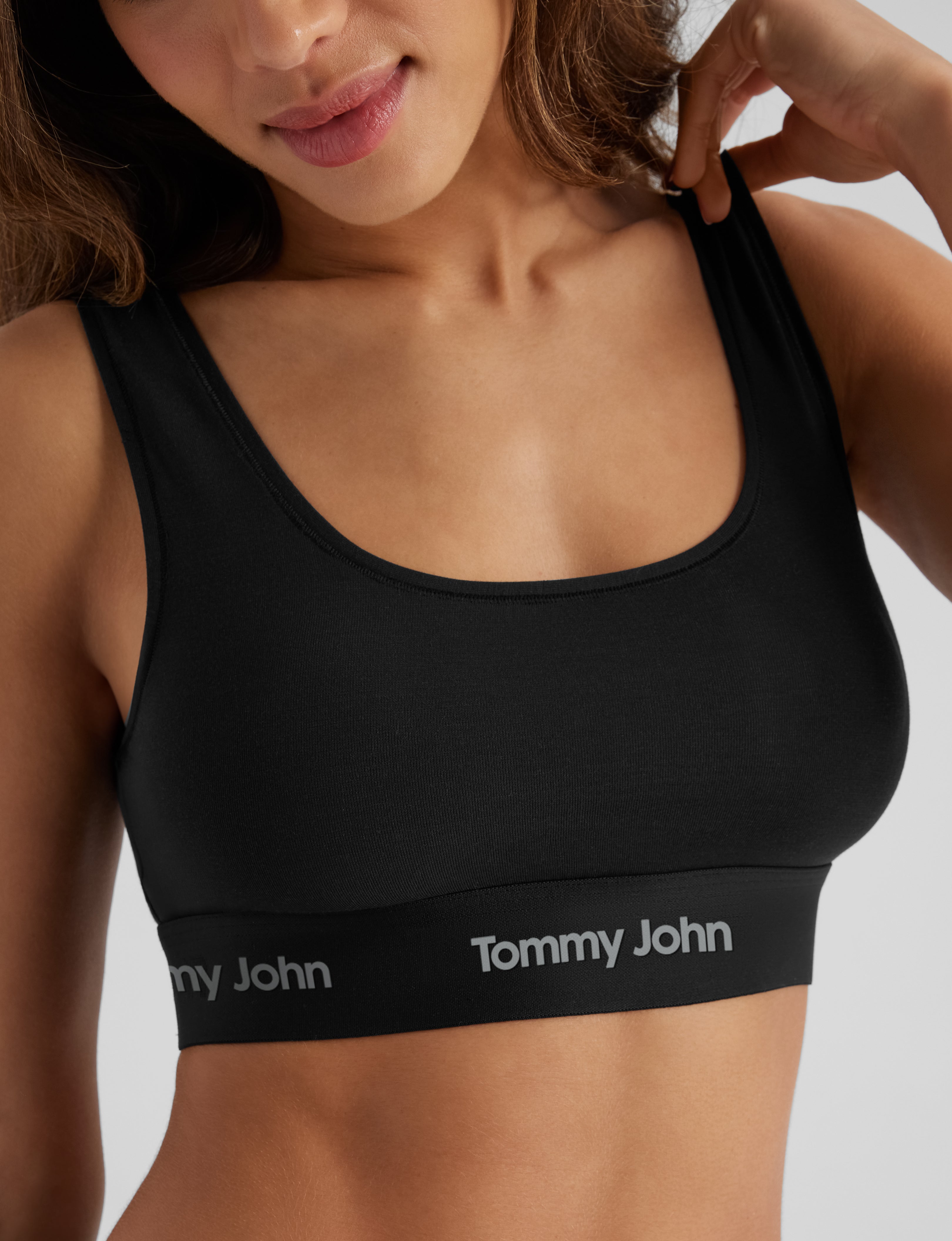Tommy John Women's Second Skin Scoop Bralette in Black Logo Size Small