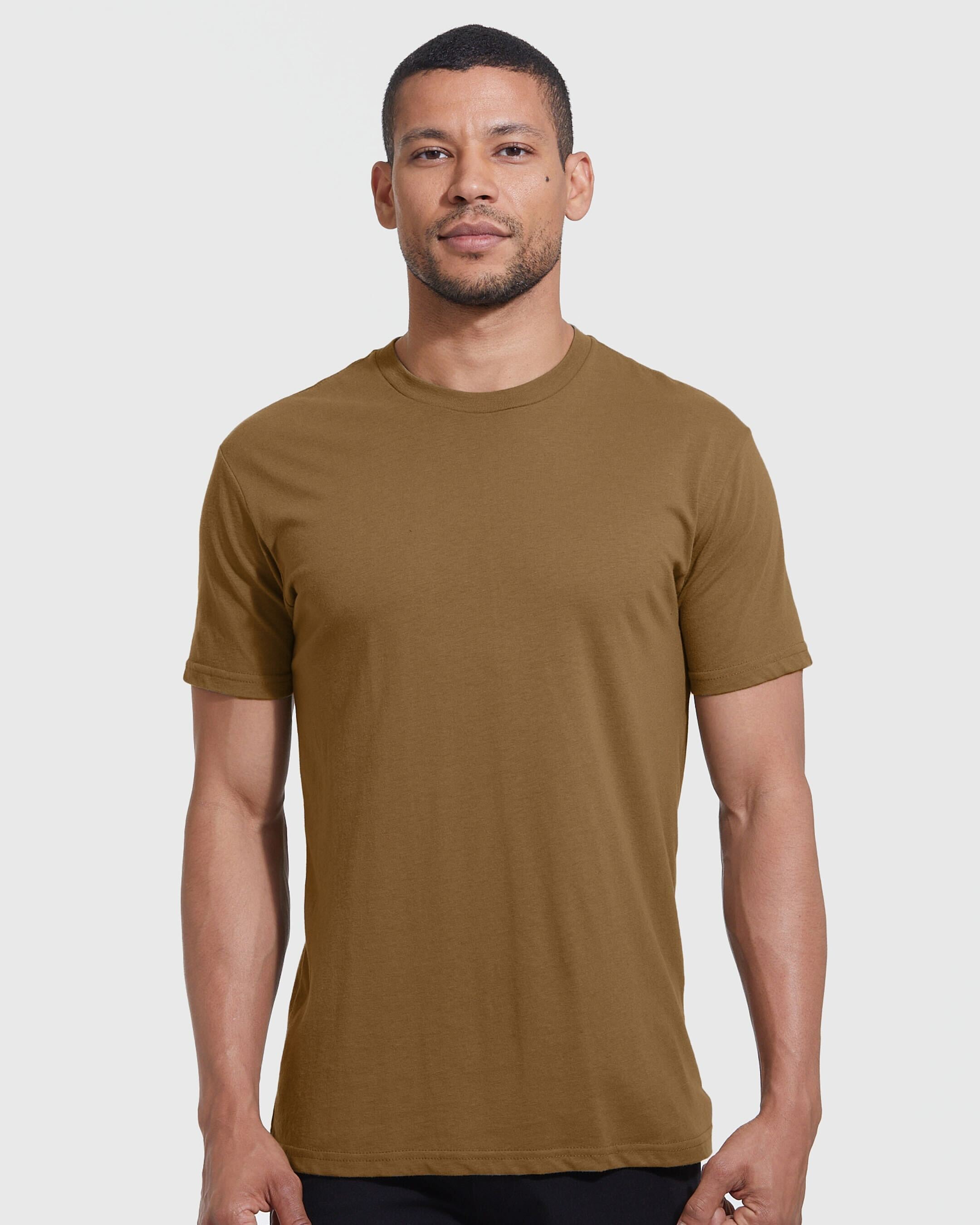 True Classic Tan 499 Short Sleeve Crew Neck T-Shirt | Cotton Blend | Athletic Cut | Medium