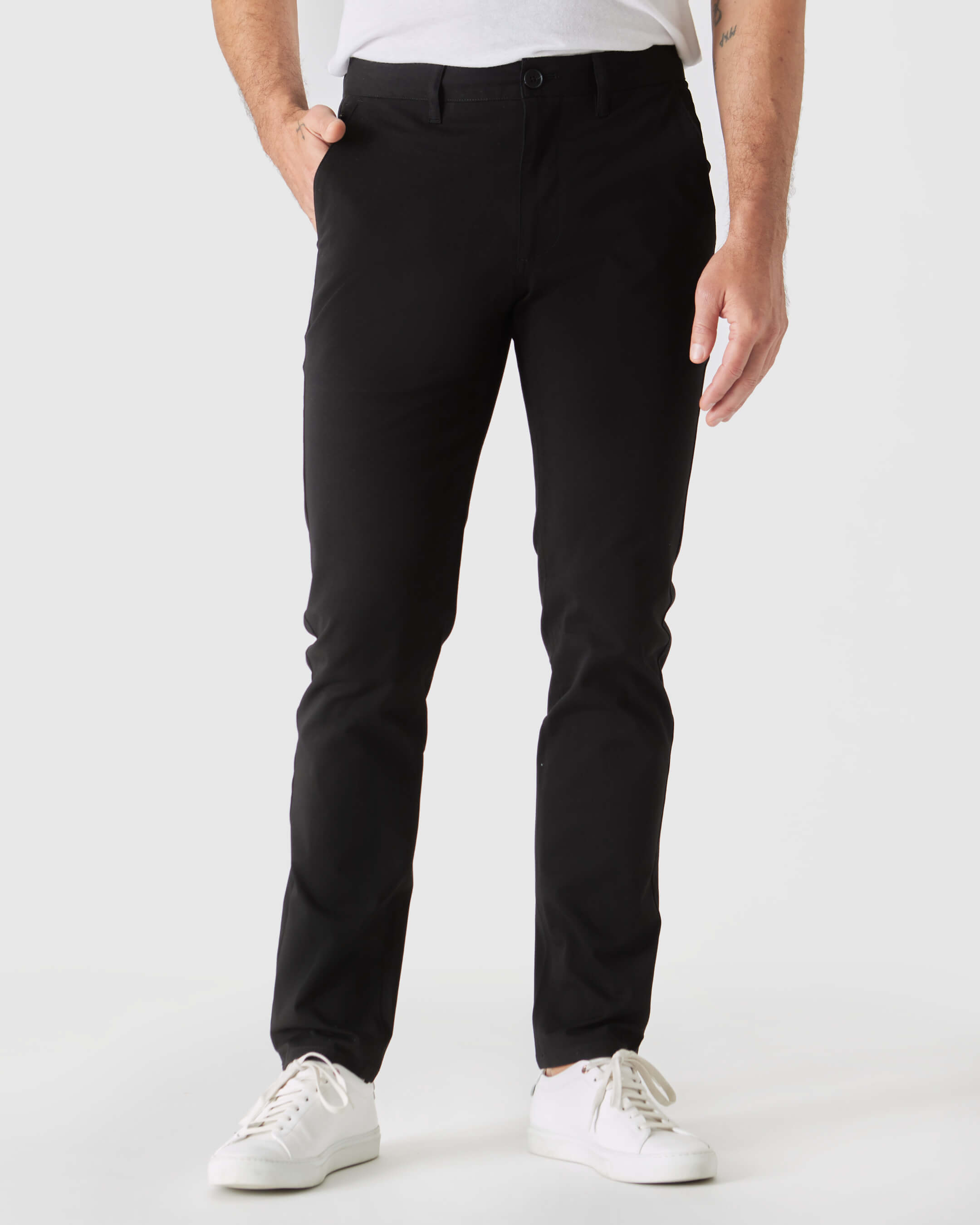 True Classic Black Slim Twill Chino Pant | 38