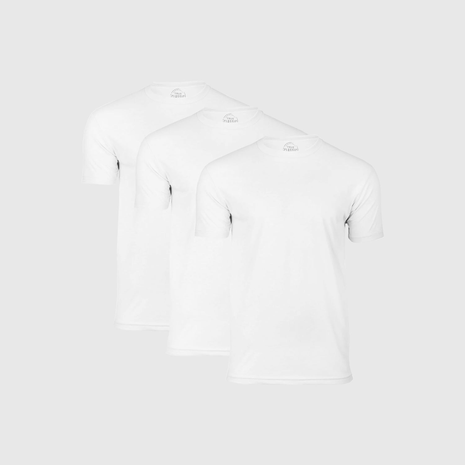 True Classic All White Short Sleeve Crew Neck 3-Pack | Cotton Blend | Athletic Cut | 2XL