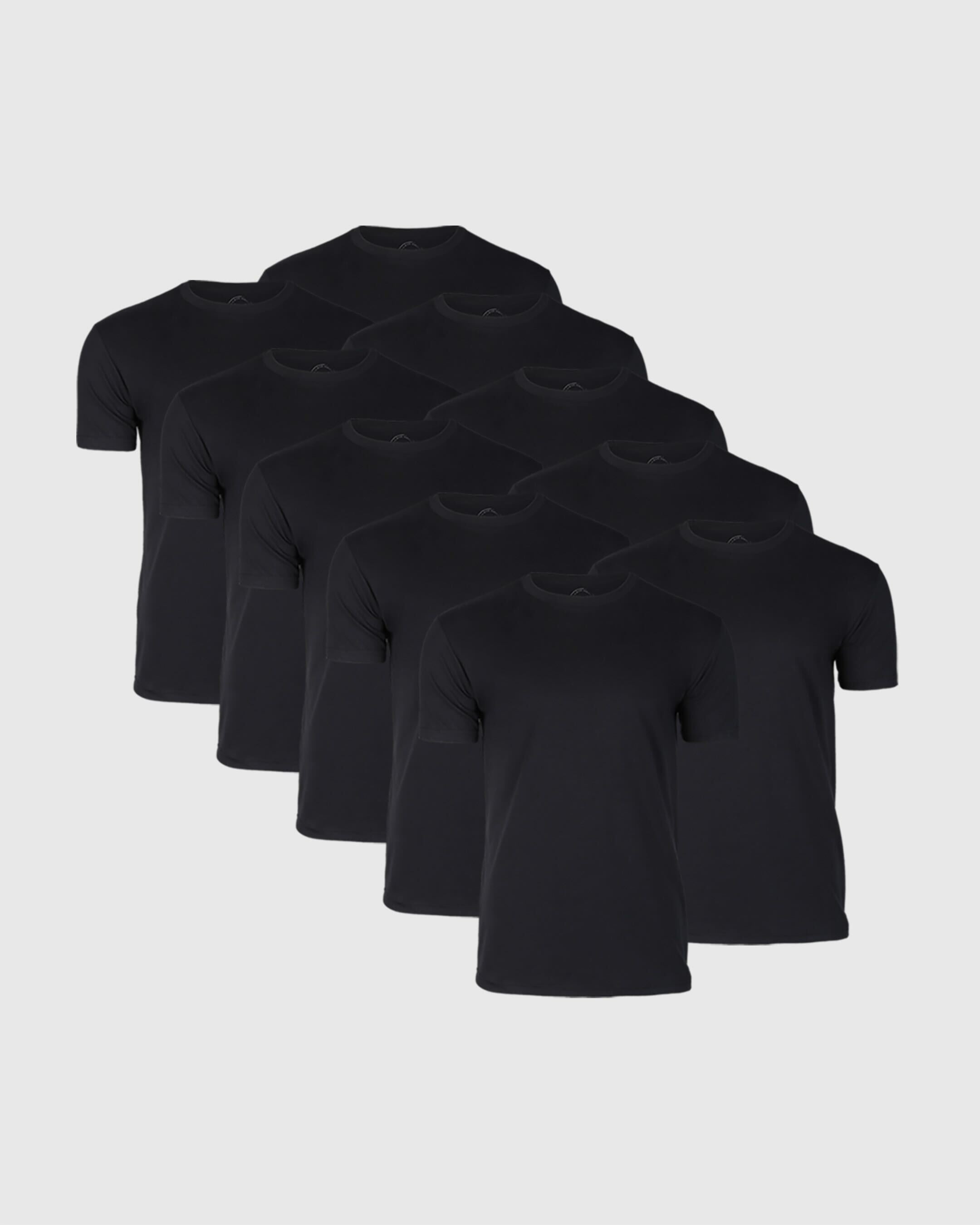 True Classic All Black Short Sleeve Crew Neck 10-Pack | Cotton Blend | Athletic Cut | 3XL