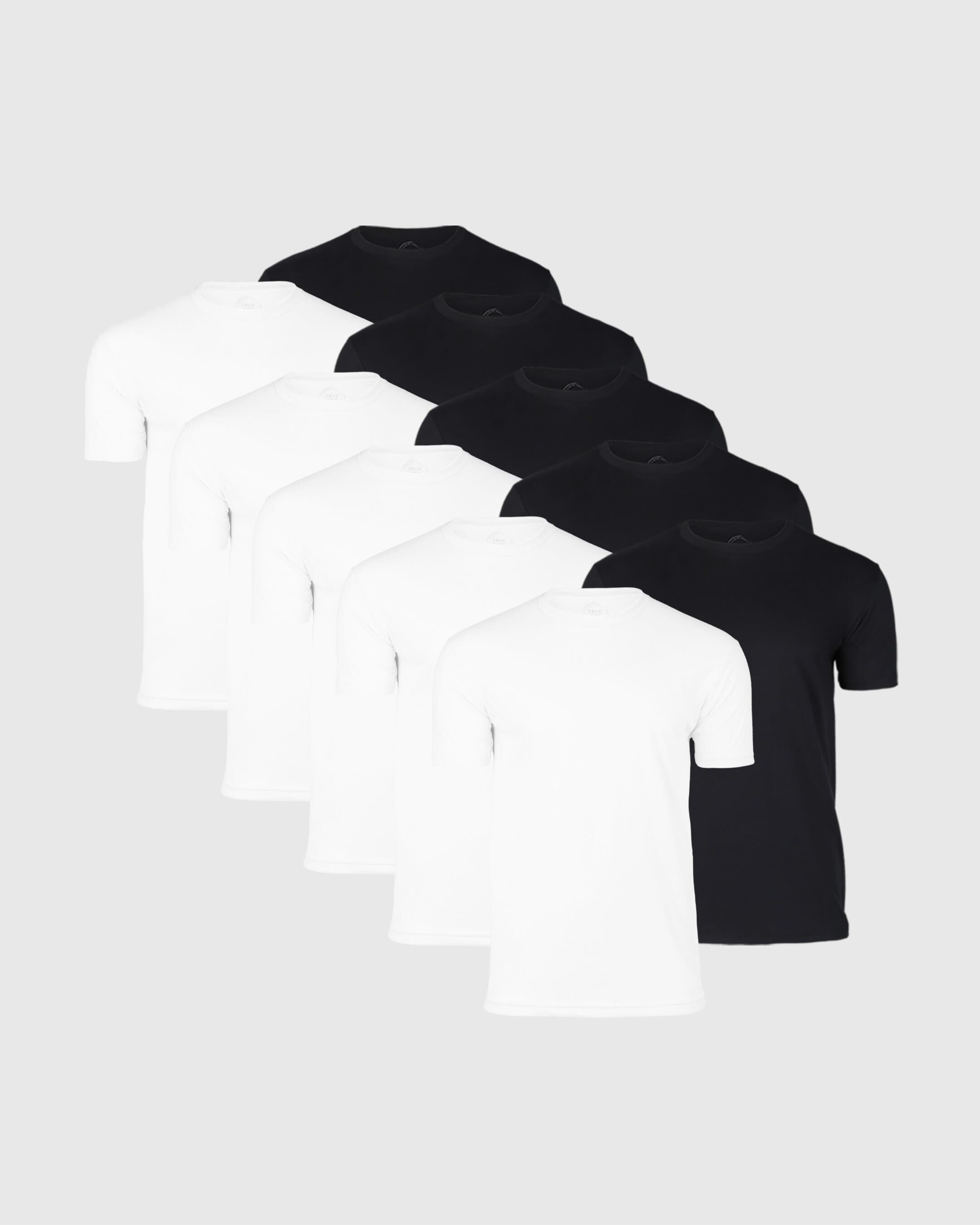 True Classic Multicolor Black and White Crew Neck T-Shirt 10-Pack | Cotton Blend | Athletic Cut | Medium