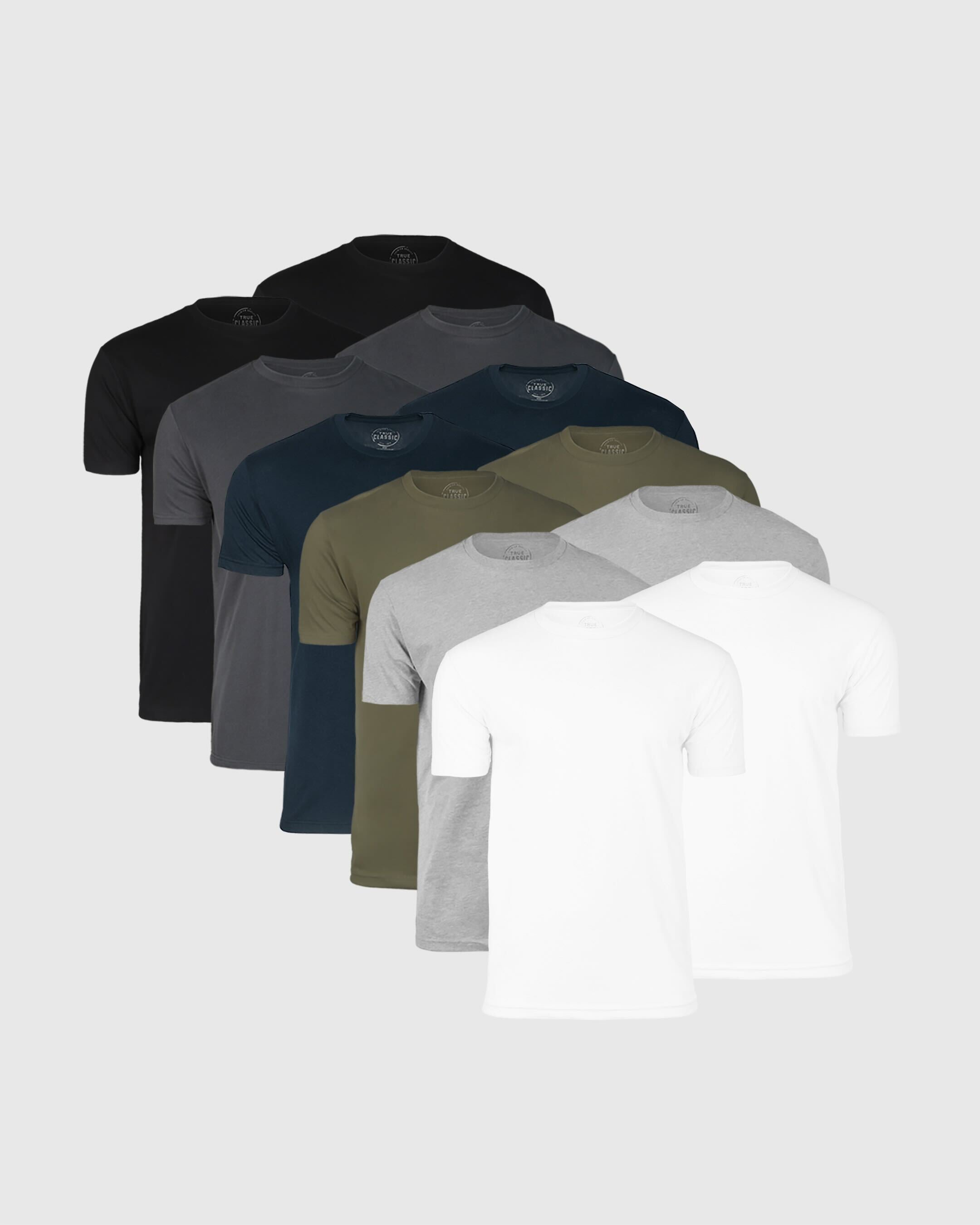 True Classic Multicolor Crew Neck T-Shirt Wardrobe 12-Pack | Cotton Blend | Athletic Cut | 2XL