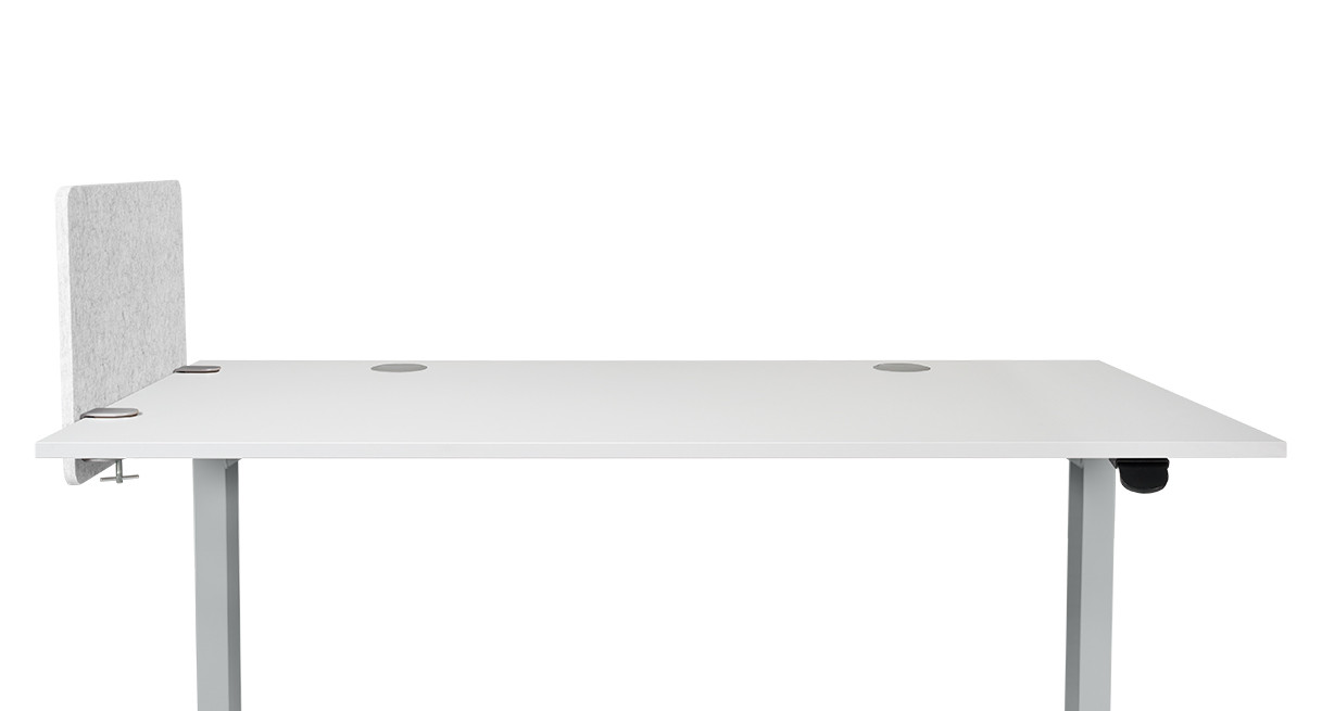One 22" x 15.5" Light Gray Acoustic Privacy Panel by UPLIFT Desk with white hardware