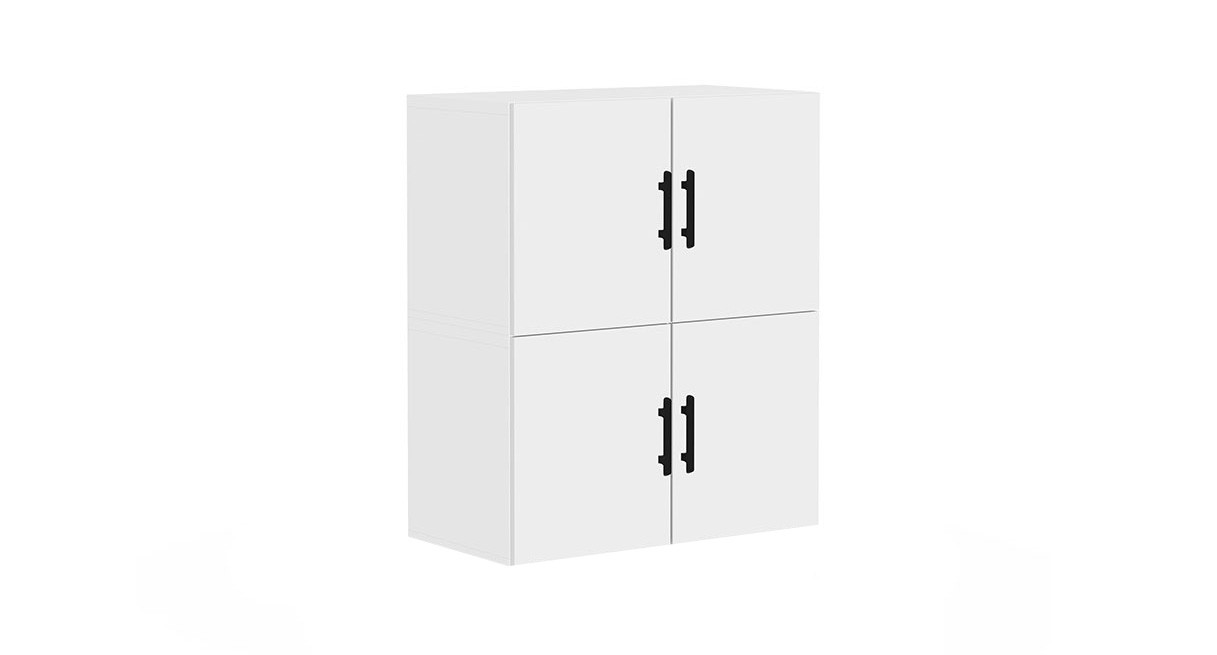 KIT Qty 2 Stacked Cabinets [White, Black, Doors Shown]