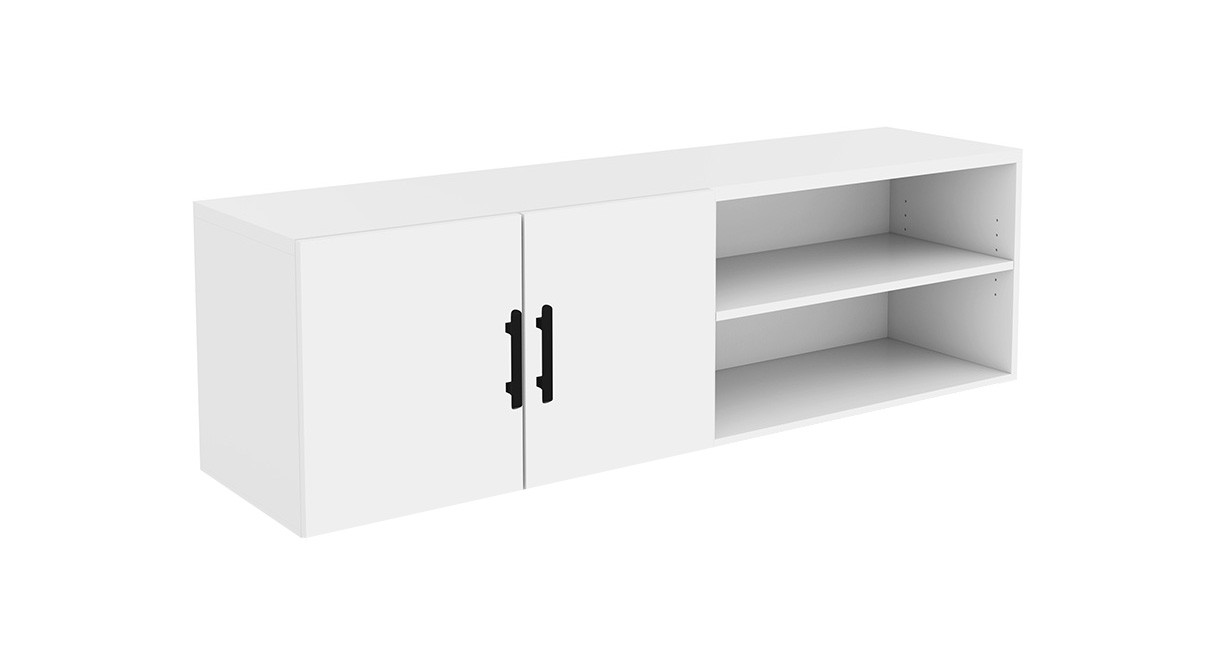 KIT MoPac Credenza One Side with Doors [White with Nickel Handles]