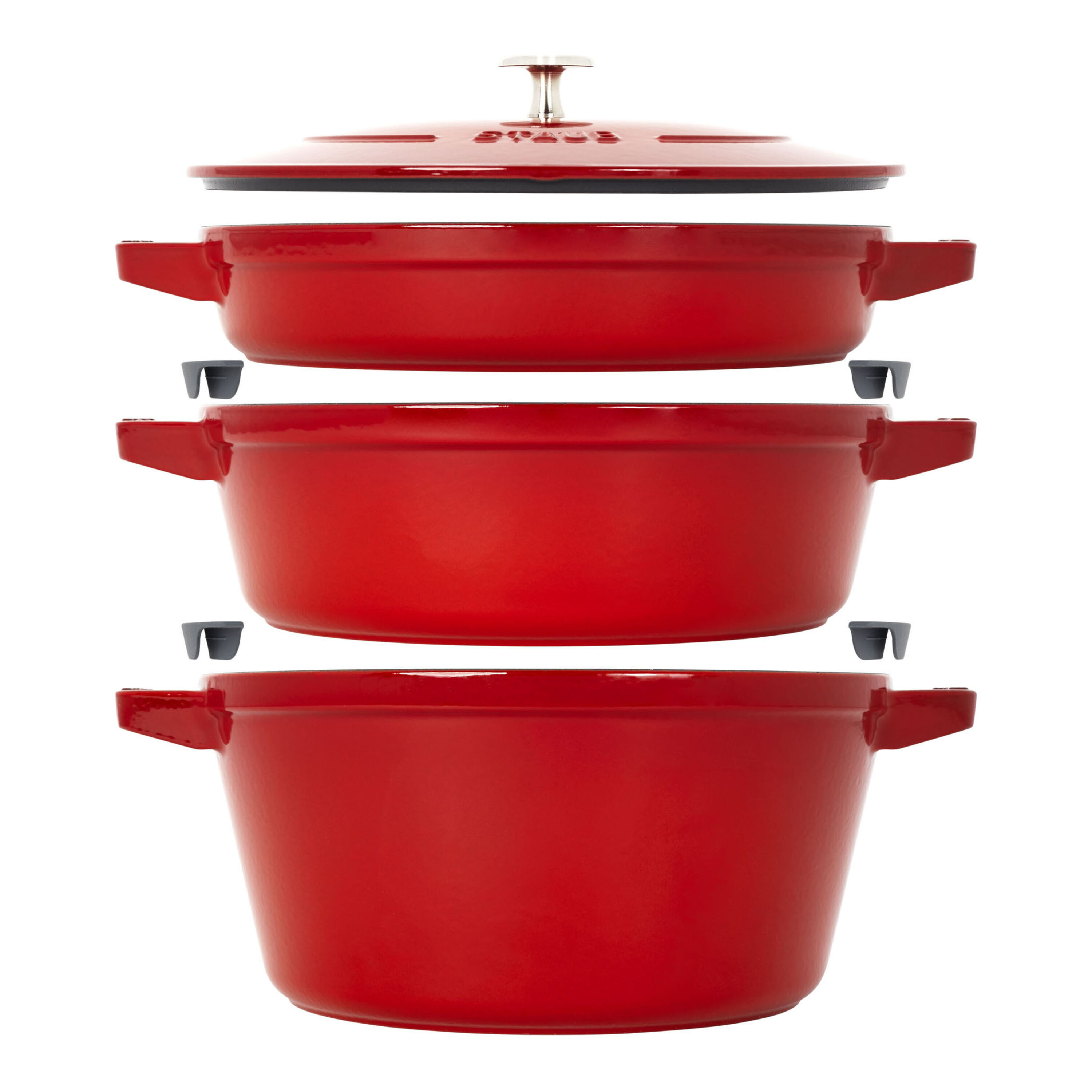 Staub Cast Iron 4-pc Stackable Set, Cherry, Cast Iron