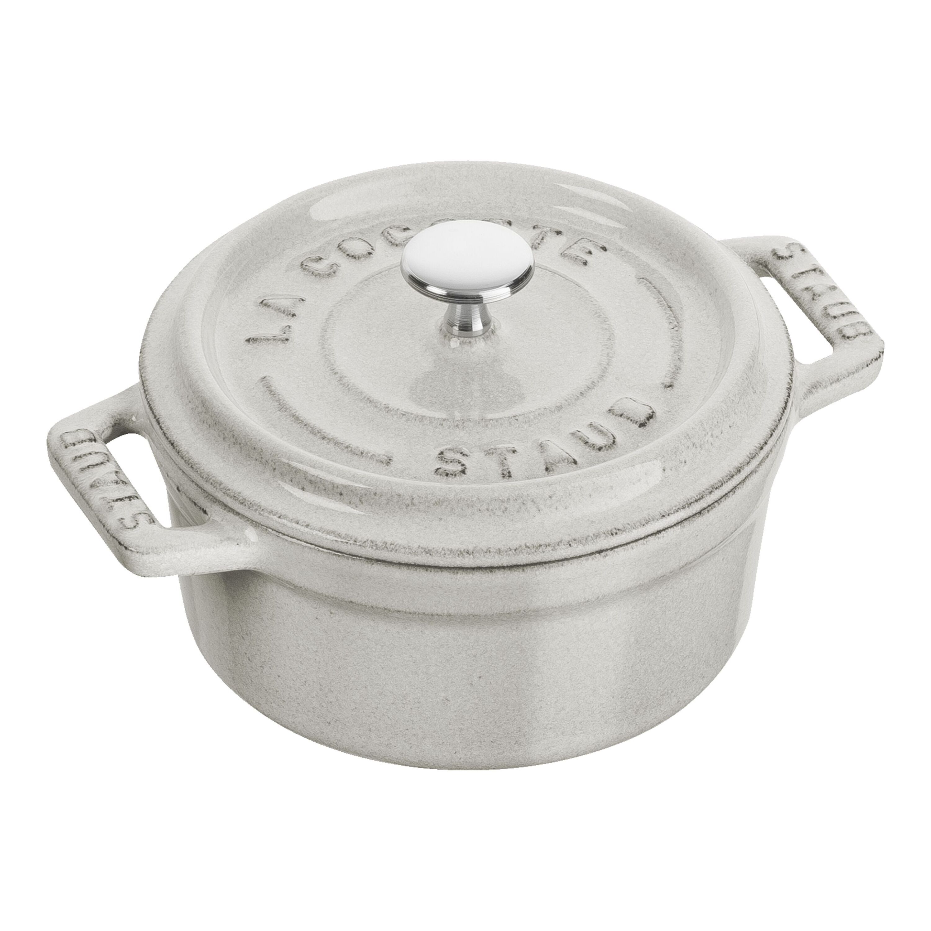 Staub Cast Iron 0.25 qt, Mini Round Dutch Oven, white truffle