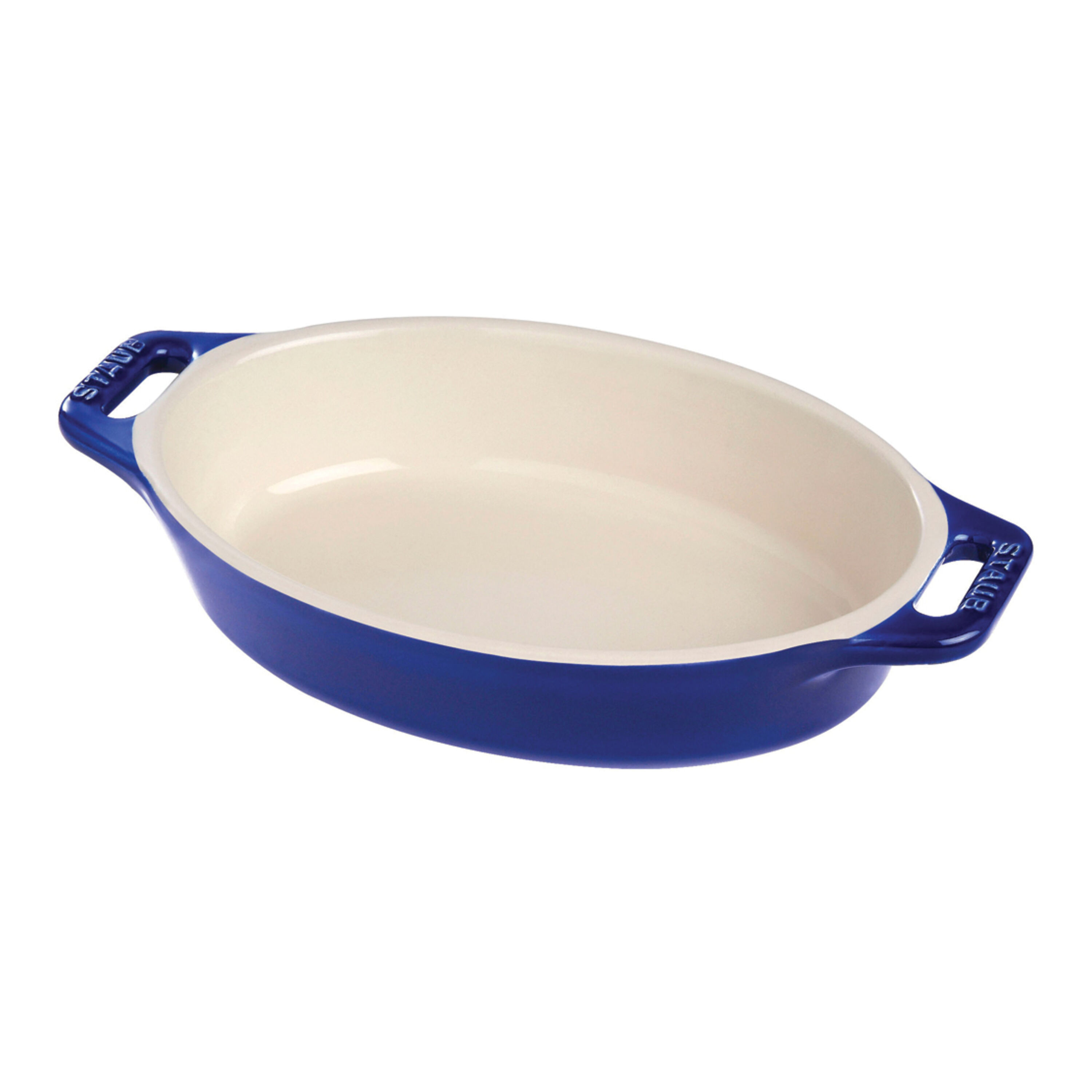 Staub Stoneware 11-inch, Oval, Baking Dish, Dark Blue