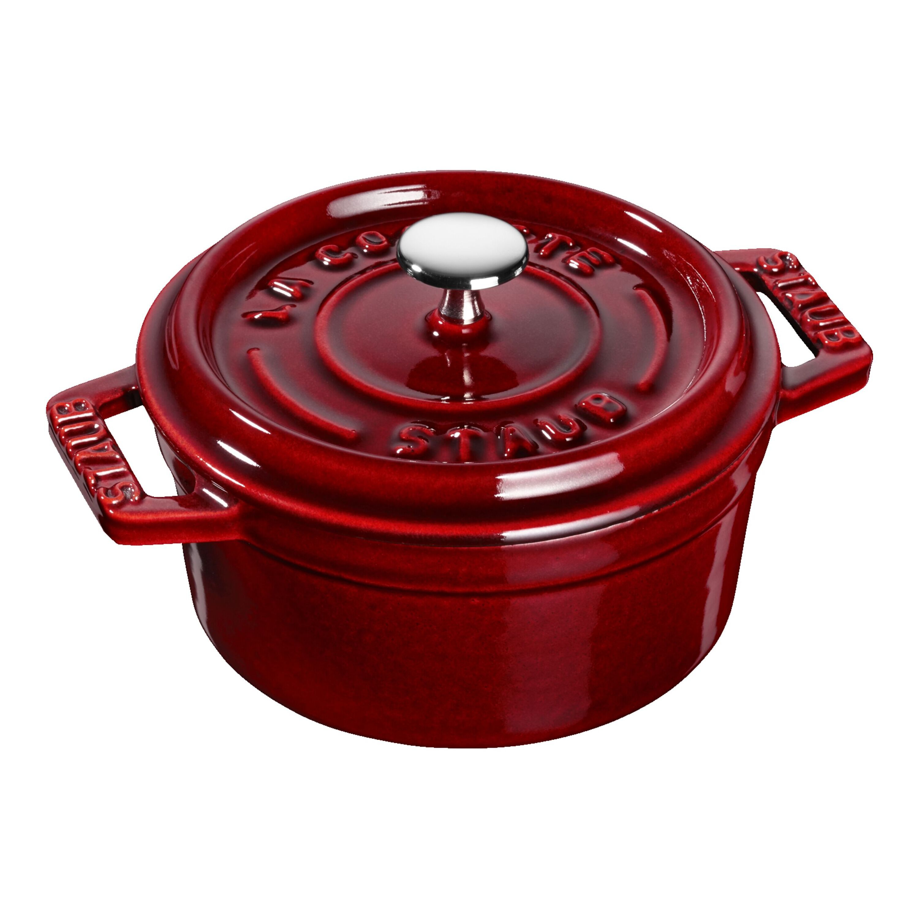 Staub Cast Iron 0.25 qt, Mini Round Dutch Oven, grenadine