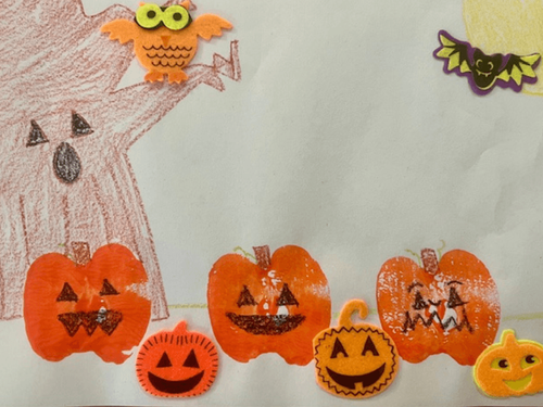 Pumpkin Craft with Paint & Apples
